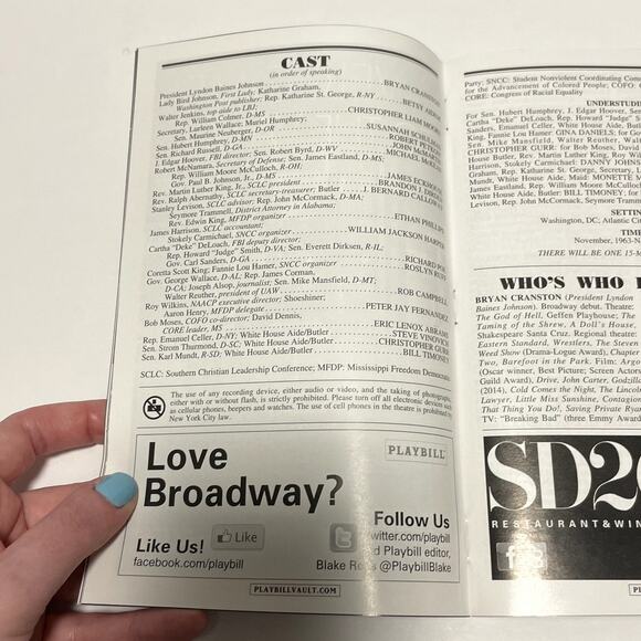 All The Way Opening Night Broadway Playbill Bryan Cranston New York Theatre - Picture 8 of 10